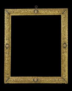 Carved, gilded and polychrome wooden frame